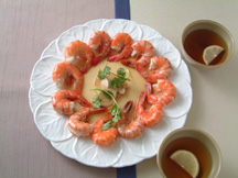 Photo of Steamed Prawn with Chinese Wine:a quick microwave appetizer recipe provided with nutrition facts for a seafood dish