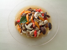 Photo of Marinated Mushrooms: a quick microwave appetizer recipe provided with nutrition facts for an oil free Japanese appetizer