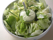 Photo of Crispy Lettuce Salad with Tofu Dressing: sachiko's original recipe provided with nutrition facts for a special Tofu dressing