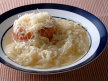 Photo of Onion Soup: a quick microwave soup recipe provided with nutrition facts for a smooth and sweet taste.