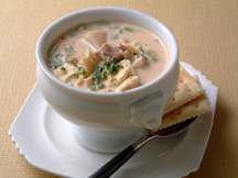 Photo of Chicken Creole Manhattan: a quick microwave soup recipe provided with nutrition facts for the famous chicken soup bowl.