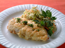 Photo of Golden Chicken Breasts: a quick microwave meat recipe provided with nutrition facts for a chicken entree.