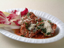 Photo of Italian Style Pork Chops: a quick microwave meat recipe provided with nutrition facts for an Italian taste.