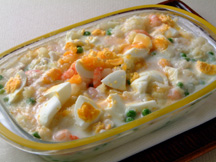 Photo of Fisherman's Pot Pie (of Cod): a quick microwave seafood recipe provided with nutrition facts for a Cod entree