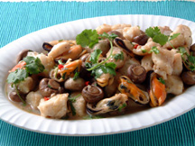 Photo of Sweet and Sour Cod & Mushrooms: a quick microwave seafood recipe provided with nutrition facts for Cod