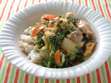 Photo of Chicken rice bowl (donburi): a quick microwave recipe provided with nutrition facts for a chicken rice bowl