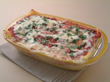 Photo of Lasagna with Meat Sauce: a quick microwave pasta recipe provided with nutrition facts for a homemade lasagna