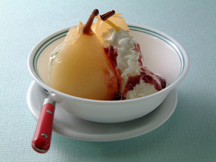 Photo of Pear Compote and Ice Cream with Bavarian Sauce: a microwave dessert recipe provided nutrition facts for a homemade after-dinner compote dessert