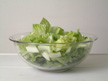 Photo of Romaine lettuce made ready for microwave cooking.
