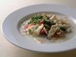 Image of Sachiko's Clam Chowder: a quick microwave chowder recipe provided with nutrition facts for a traditional seafood chowder bowl.