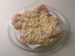 Image of chicken breasts made ready for microwave cooking.