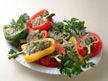 Image of Stuffed Bell Peppers: a quick microwave meat recipe provided with nutrition facts for a pork entree.