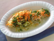 Image of Steamed Salmon & Vegetables with Cheese: a quick microwave seafood recipe provided with nutrition facts for steamed salmon