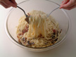 Image of pasta made ready for serving.