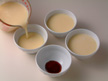 Image of pouring egg and milk mixture over carmel sauce.