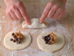Image of pinching ends of the dough shut.